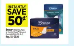 Dollar General Breeze Ultra Thin, Maxi or Comfort Foam Heavy or Overnight Pads offer