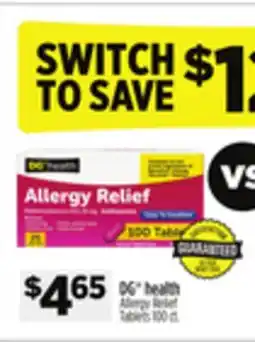 Dollar General DG health Allergy Relief Tablets offer