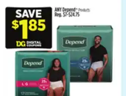 Dollar General ANY Depend Products offer