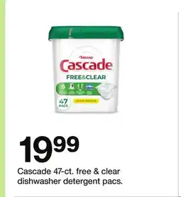 Target Cascade 47-ct. free & clear dishwasher detergent pacs offer