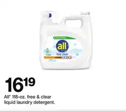 Target All 118-oz. free & clear liquid laundry detergent offer