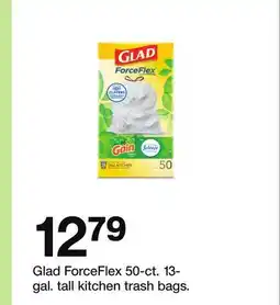 Target Glad ForceFlex 50-ct. 13- gal. tall kitchen trash bags offer