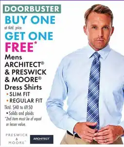 Boscov's Mens ARCHITECT & PRESWICK & MOORE Dress Shirts offer