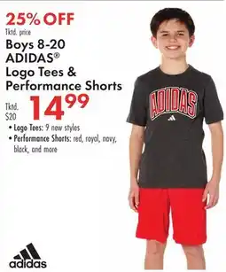 Boscov's Boys 8-20 ADIDAS Logo Tees & Performance Shorts offer