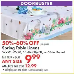 Boscov's Spring Table Linens offer