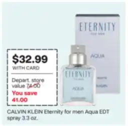 CVS CALVIN KLEIN Eternity for men Aqua EDT spray offer