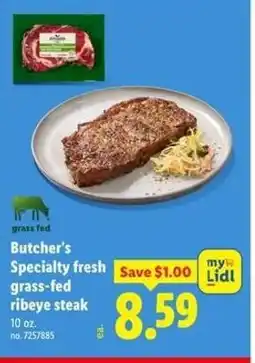 Lidl Butcher's specialty fresh grass-fed ribeye steak offer