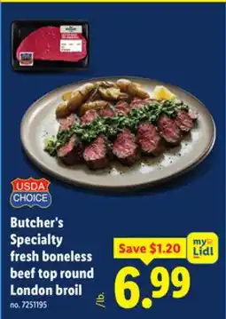Lidl Butcher's Specialty fresh boneless beef top round London broil offer