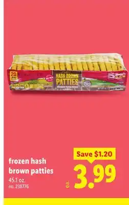 Lidl Frozen hash brown patties offer