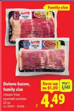 Lidl Dulano bacon, family size offer