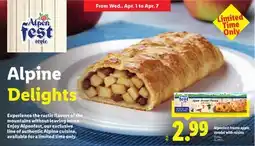 Lidl Alpenfest frozen apple strudel with raisins offer