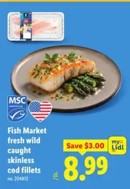 Lidl Fish Market fresh wild caught skinless cod fillets offer