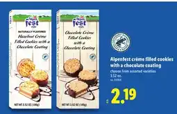 Lidl Alpenfest crème filled cookies with a chocolate coating offer