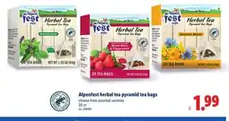 Lidl Alpenfest herbal tea pyramid tea bags offer