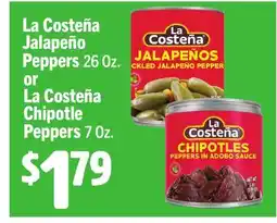 Vallarta Supermarkets La Costeña Jalapeño Peppers 26 Oz. or La Costeña Chipotle Peppers 7 Oz offer