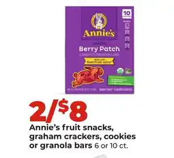 Hy-Vee Annie's fruit snacks, graham crackers, cookies or granola bars offer
