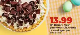 Hy-Vee 10 Bakery-fresh gourmet fruit, creme or meringue pie offer