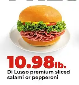 Hy-Vee Di Lusso premium sliced salami or pepperoni offer