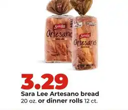 Hy-Vee Sara Lee Artesano bread 20 oz. or dinner rolls 12 ct offer