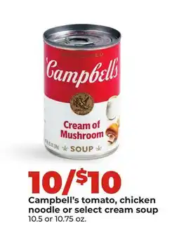 Hy-Vee Campbell's tomato, chicken noodle or select cream soup offer