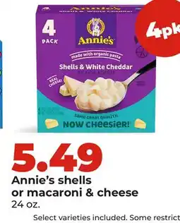 Hy-Vee Annie's shells or macaroni & cheese offer