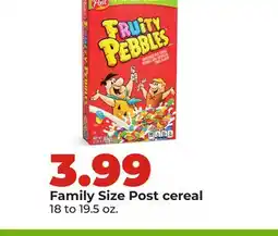 Hy-Vee Family Size Post cereal offer