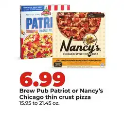 Hy-Vee Brew Pub Patriot or Nancy's Chicago thin crust pizza offer