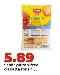 Hy-Vee Schär gluten-free ciabatta rolls offer