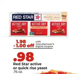 Hy-Vee Red Star active or quick rise yeast offer