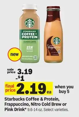 Meijer Starbucks Coffee & Protein, Frappuccino, Nitro Cold Brew or Pink Drink offer