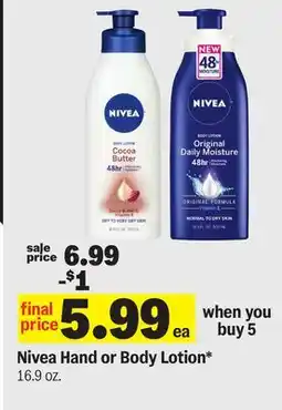 Meijer Nivea Hand or Body Lotion offer