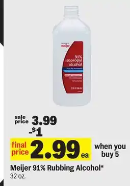 Meijer Meijer 91% Rubbing Alcohol offer