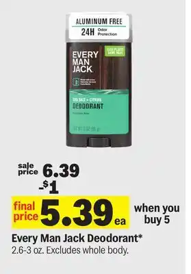 Meijer Every Man Jack Deodorant offer