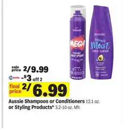 Meijer Aussie Shampoos or Conditioners 12.1 oz. or Styling Products* 3.2-10 oz offer