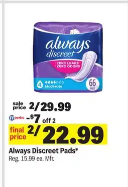 Meijer Always Discreet Pads offer
