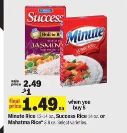 Meijer Minute Rice 12-14 oz., Success Rice 14 oz. or Mahatma Rice* 8.8 oz offer