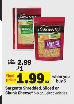 Meijer Sargento Shredded, Sliced or Chunk Cheese offer