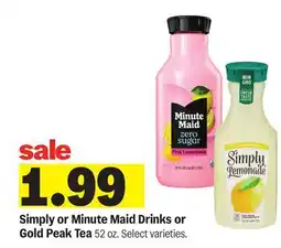 Meijer Simply or Minute Maid Drinks or Gold Peak Tea offer