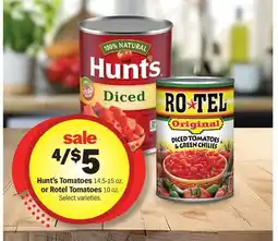 Meijer Hunt's Tomatoes 14.5-15 oz. or Rotel Tomatoes 10 oz offer