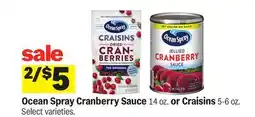 Meijer Ocean Spray Cranberry Sauce 14 oz. or Craisins 5-6 oz offer