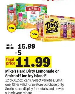 Meijer Mike's Hard Dirty Lemonade or Smirnoff Ice Icy Island offer