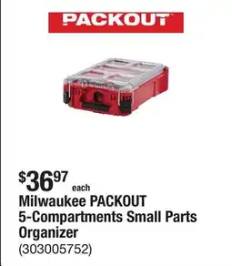 The Home Depot Milwaukee PACKOUT 5-Compartments Small Parts Organizer offer