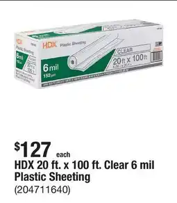 The Home Depot HDX 20 ft. x 100 ft. Clear 6 mil Plastic Sheeting offer
