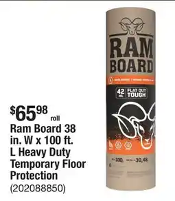 The Home Depot Ram Board 38 in. W x 100 ft. L Heavy Duty Temporary Floor Protection offer