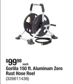 The Home Depot Gorilla 150 ft. Aluminum Zero Rust Hose Reel offer