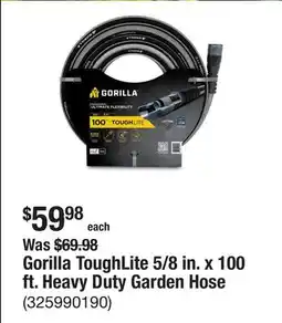 The Home Depot Gorilla ToughLite 5/8 in. x 100 ft. Heavy Duty Garden Hose offer