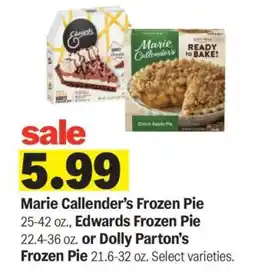 Meijer Marie Callender's Frozen Pie, Edwards Frozen Pie, or Dolly Parton's Frozen Pie offer