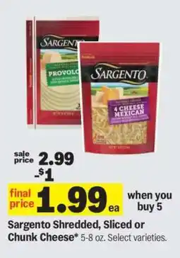 Meijer Sargento Shredded, Sliced or Chunk Cheese offer