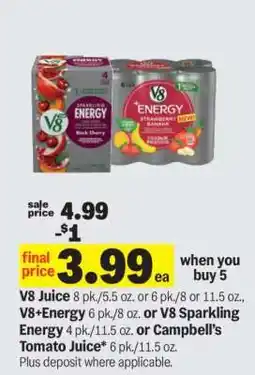 Meijer V8 Juice or V8+Energy offer