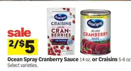 Meijer Ocean Spray Cranberry Sauce or Craisins offer